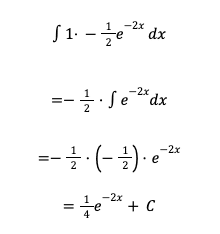 1⋅-12e-2x dx
=-12e-2xdx
=-12-12e-2x
=14e-2x+C