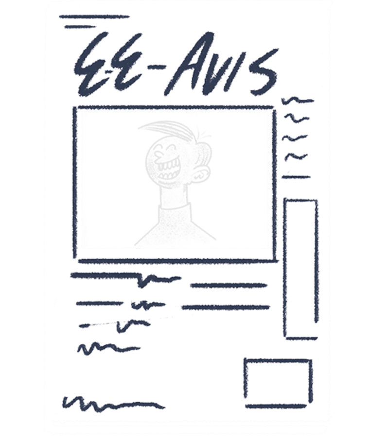 EnkelEksamen sin illustrasjon av en avis artikkel