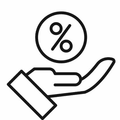 illustrasjon av en åpen hånd som holder en obligasjon med et symbol for rente