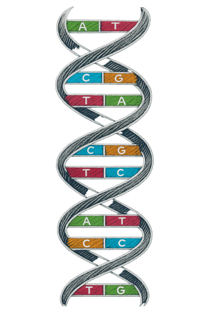 Illustrasjon av en dobbelheliks - som viser hvordan dna er bygd opp